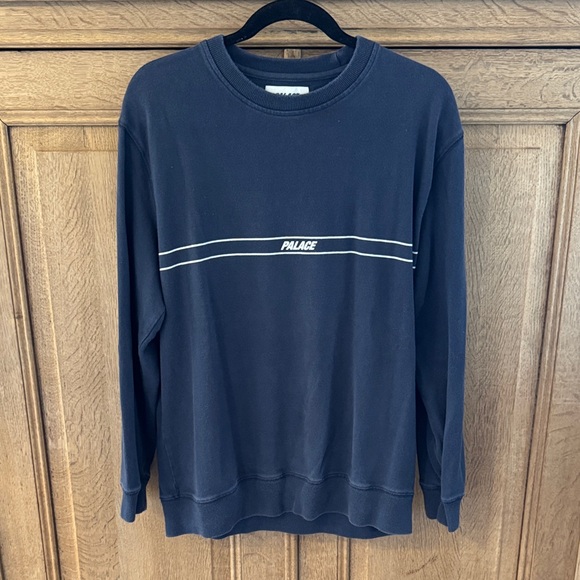 PALACE Dark Blue Crewneck with White Stripe